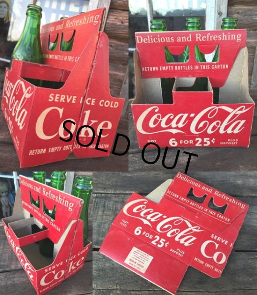 画像2: Vintage Soda 6-Pac bottles Cardboard carrying case / Coca Cola (DJ328) (2)