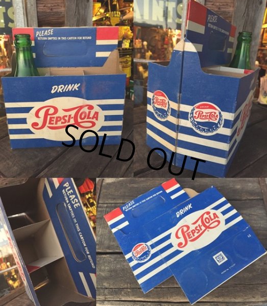 画像2: Vintage Soda 6-Pac bottles Cardboard carrying case / Pepsi (MA318) (2)