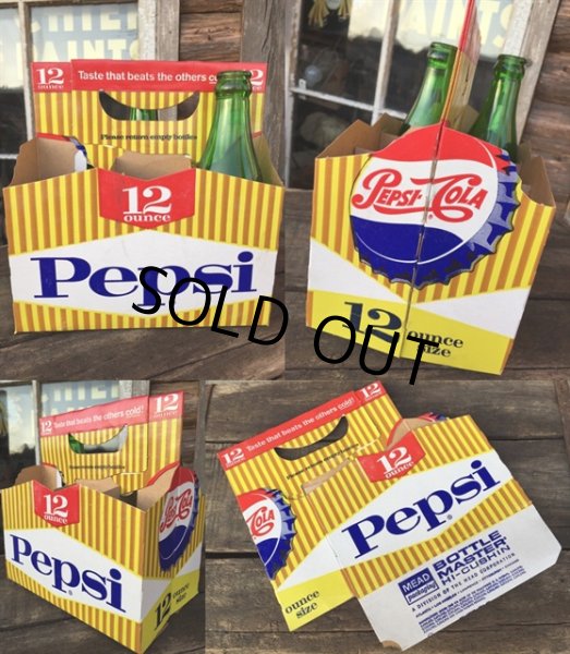 画像2: Vintage Soda 6-Pac bottles Cardboard carrying case / Pepsi (MA327) (2)