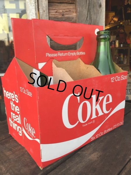 画像1: Vintage Soda 6-Pac bottles Cardboard carrying case / Coca Cola (DJ309) (1)