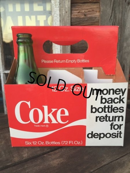 画像1: Vintage Soda 6-Pac bottles Cardboard carrying case / Coca Cola (MA311) (1)