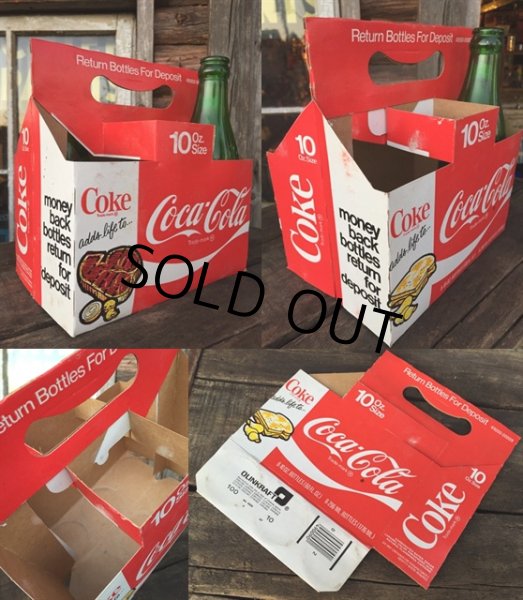 画像2: Vintage Soda 6-Pac bottles Cardboard carrying case / Coca Cola (DJ310) (2)