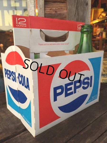 画像1: Vintage Soda 6-Pac bottles Cardboard carrying case / Pepsi (MA316) (1)