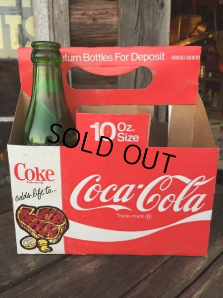 画像1: Vintage Soda 6-Pac bottles Cardboard carrying case / Coca Cola (DJ310) (1)