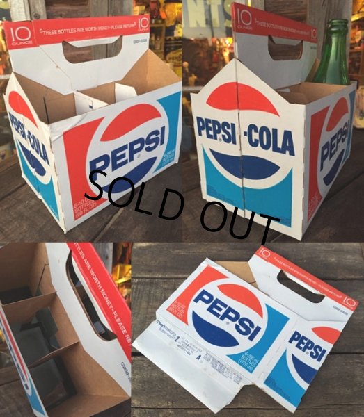 画像2: Vintage Soda 6-Pac bottles Cardboard carrying case / Pepsi (MA317) (2)