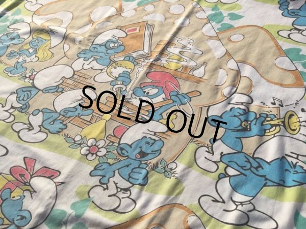 画像1: Vintage Smurf Fitted Sheet (MA410) (1)