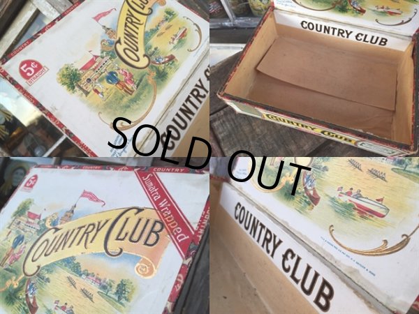 画像3: SALE Vintage W H Snyder & Sons Country Club Wooden Cigar Box Tabacco (MA434)  (3)