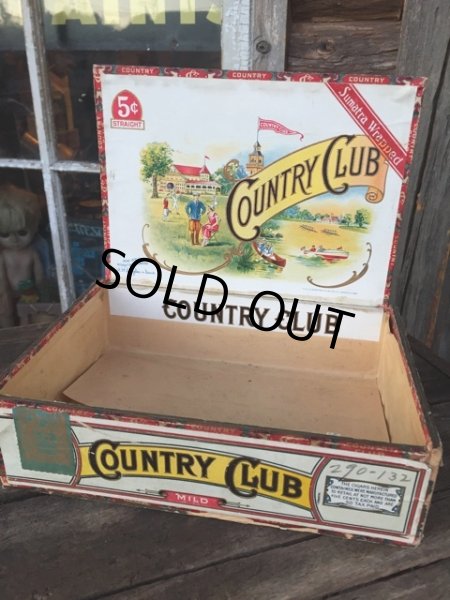 画像1: SALE Vintage W H Snyder & Sons Country Club Wooden Cigar Box Tabacco (MA434)  (1)