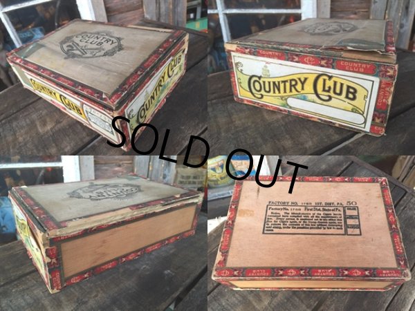 画像2: SALE Vintage W H Snyder & Sons Country Club Wooden Cigar Box Tabacco (MA434)  (2)