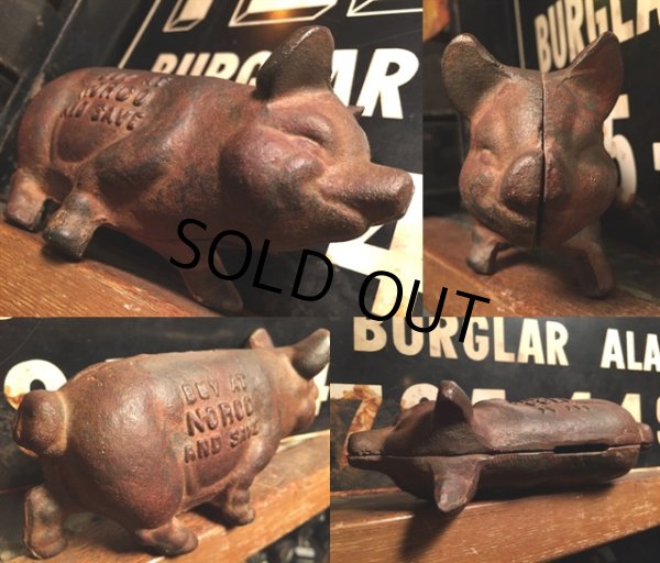 画像2: Vintage Cast Iron Pig Piggy Bank (MA471) (2)