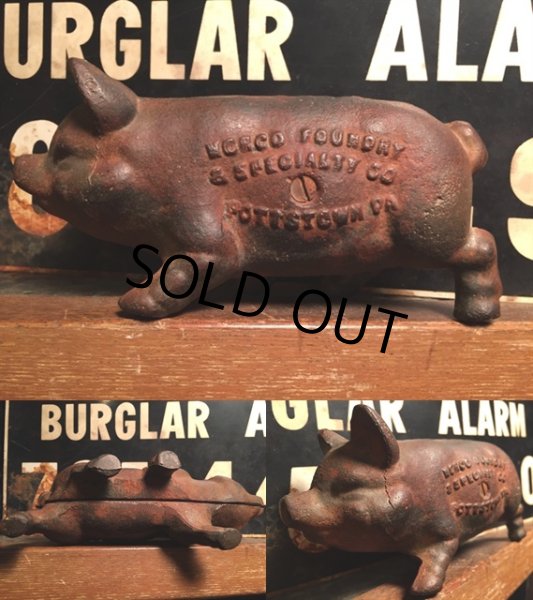 画像3: Vintage Cast Iron Pig Piggy Bank (MA471) (3)