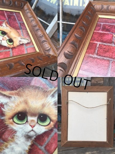 画像2: 60s GIG Vintage Big Eyes Cat Art Wall Decor (MA542) (2)
