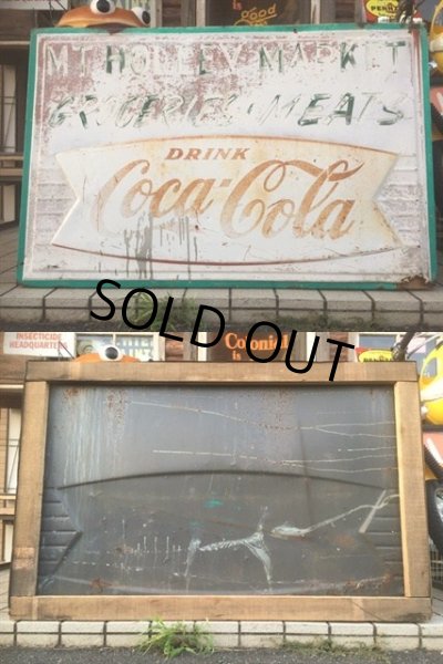 画像2: Vintage Coca Cola Fish Tail Mt Holley Market Metal Sign (PJ172) (2)