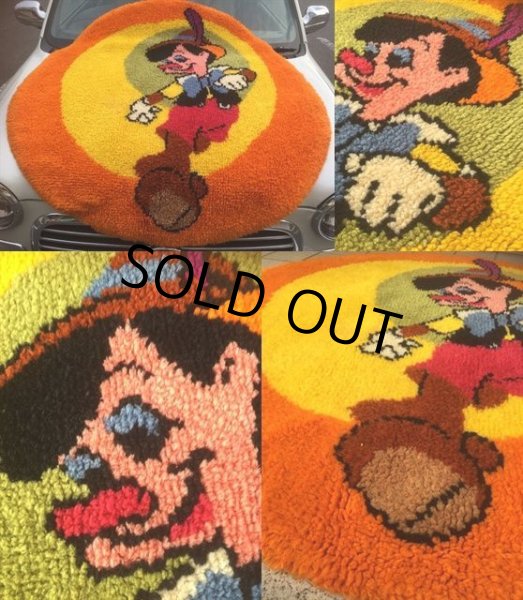 画像2: Vintage Disney Pinocchio Round Rug (AL100) (2)