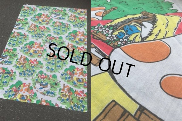 画像2: 80s Vintage Smurf Twin Flat Sheet (AL124) (2)