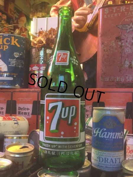 画像1: 60s Vintage 7UP Soda Green Glass Bottle 12FL OZ (AL240) (1)
