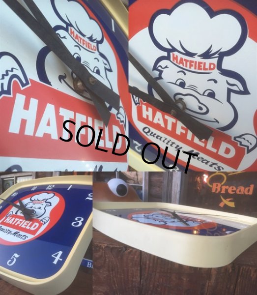 画像2: 60s Vintage Hatfield Quality Meats Advertising Clock Sign (AL260) (2)