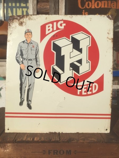 画像1: Vintage Steel Metal Sign HONEGGER'S BIG H FEED (AL293) (1)