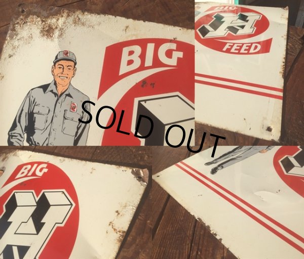 画像2: Vintage Steel Metal Sign HONEGGER'S BIG H FEED (AL293) (2)