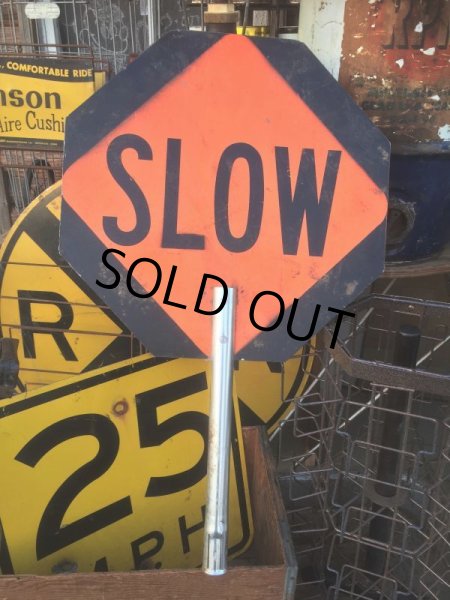 画像2: Vintage Road Sign STOP & SLOW (AL345) (2)