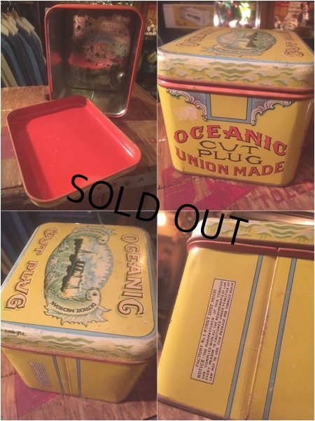 画像2: Vintage Oceanic Cut Plug Tabacco Tin Box (AL389) (2)