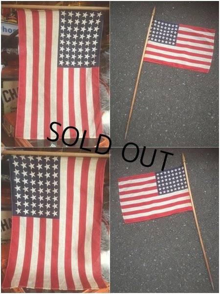 画像3: Vintage 48 Star Americacn Flag wooden pole (AL444) (3)