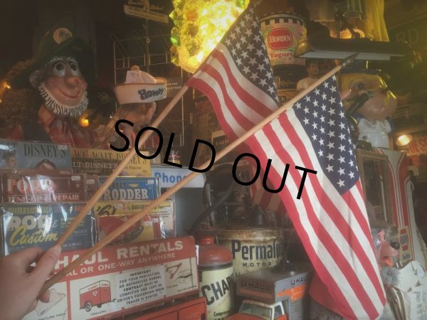 画像4: Vintage 50 Star Americacn Flag wooden pole (AL445) (4)