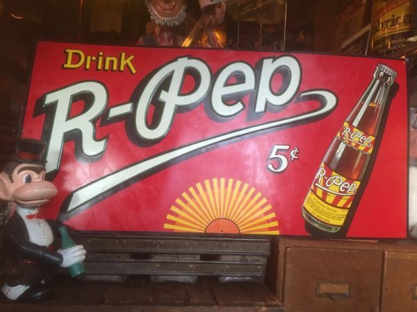 画像1: Vintage R-Pep Soda Drink Advertising Embossed Sign (AL446) (1)