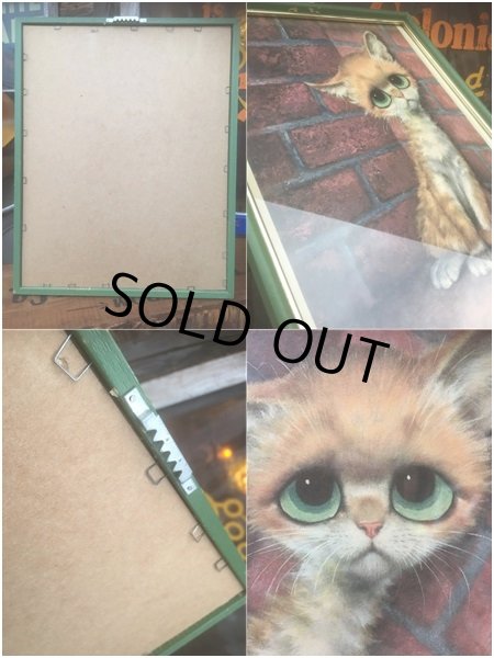 画像4: 60s GIG Vintage Big Eyes Kitty Art Wall Decor (AL462) (4)