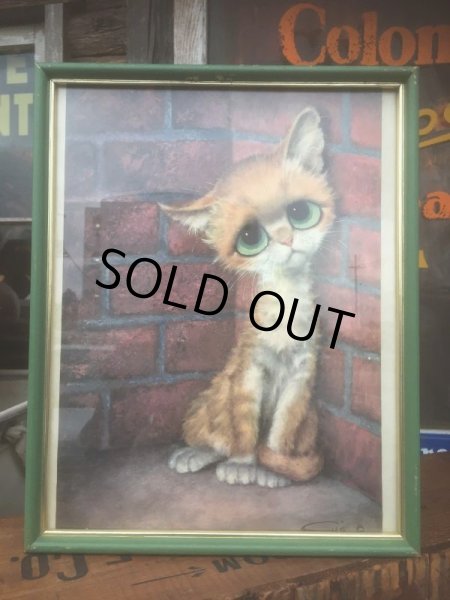 画像2: 60s GIG Vintage Big Eyes Kitty Art Wall Decor (AL462) (2)