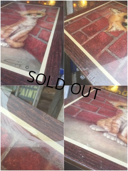 画像3: 60s GIG Vintage Big Eyes Kitty Cat Art Wall Decor (AL461) (3)