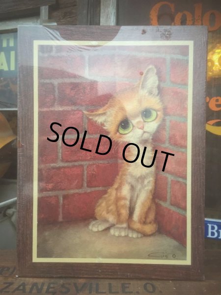 画像2: 60s GIG Vintage Big Eyes Kitty Cat Art Wall Decor (AL461) (2)