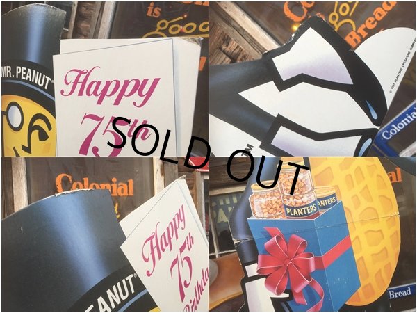 画像5: Vintage Planters Mr.Peanut Happy 75th Birthday Cardbord Sign Sign (AL513) (5)