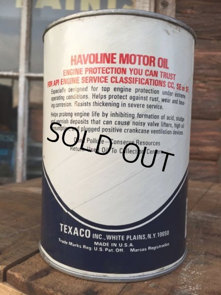 画像2: SALE! Vintage TEXACO HAVOLINE 1 Quart Motor Oil Can  (AL4200)  (2)