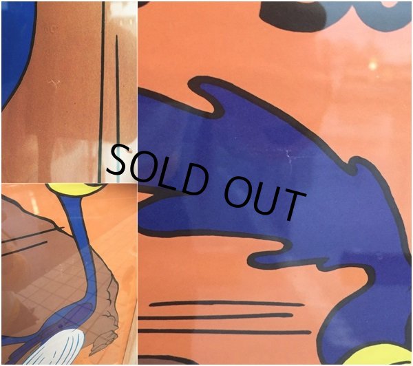 画像4: 70s Vitage ROAD RUNNER & WILE E COYOTE Original Poster w/Frame (AL573) (4)