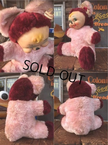 画像2: Vintage Rubber Face Doll Bear Pink (AL590） (2)