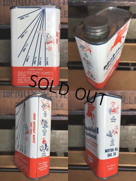 画像2: Vintage Mobiloil Outboard Motor Oil 1 quart Pegasus Can (AL852)  (2)