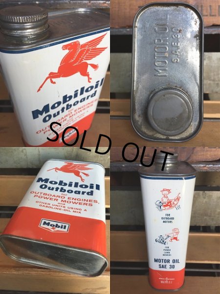 画像3: Vintage Mobiloil Outboard Motor Oil 1 quart Pegasus Can (AL852)  (3)