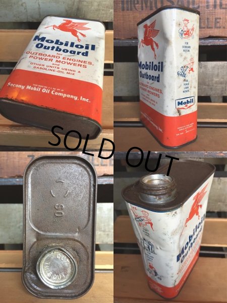 画像3: Vintage Mobiloil Outboard Motor Oil 1 quart Pegasus Can (AL854)  (3)