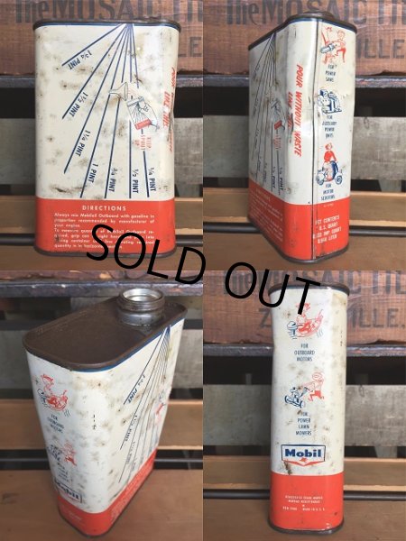 画像2: Vintage Mobiloil Outboard Motor Oil 1 quart Pegasus Can (AL854)  (2)