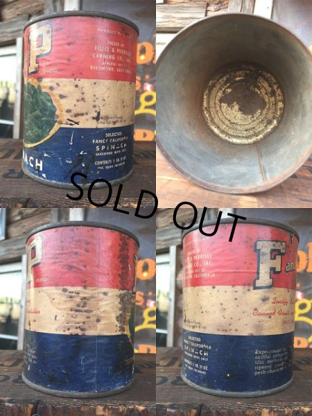画像3: Vintage F and P California Spinach Tin Can (AL897) (3)