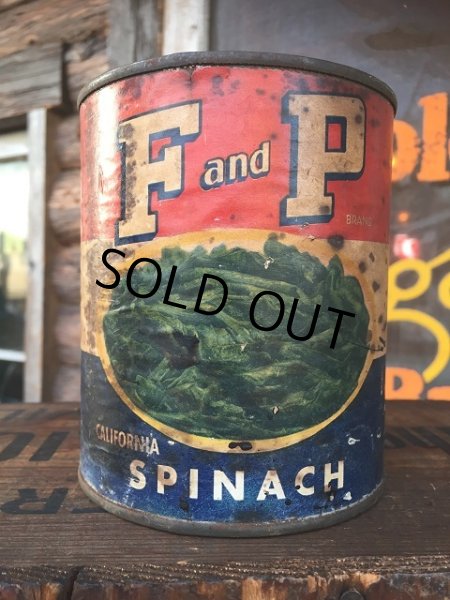 画像1: Vintage F and P California Spinach Tin Can (AL897) (1)