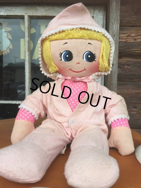 画像1: Vintage Pink Girl Rug Doll (AL951) (1)