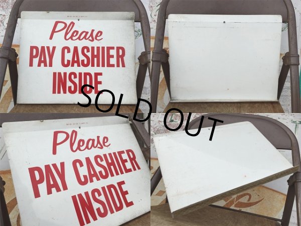 画像2: Vintage Metal Sign Plase Pay Cashier Inside (AL5540)  (2)