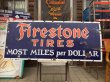 画像1: 40s Vintage Firestone Tires Porcelain Sign (AL7686) (1)