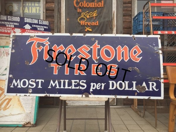 画像1: 40s Vintage Firestone Tires Porcelain Sign (AL7686) (1)