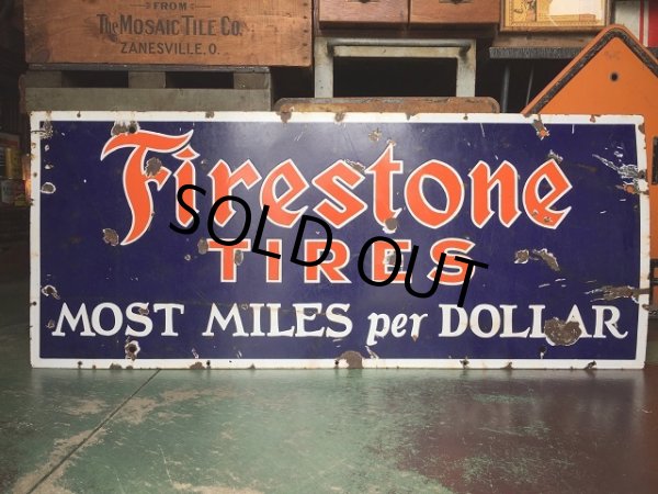 画像8: 40s Vintage Firestone Tires Porcelain Sign (AL7686) (8)