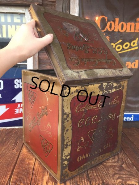 画像1: 〜30s Vintage Califolnia Cracker Co. C.C.C. Sodas Tin (AL7884）  (1)