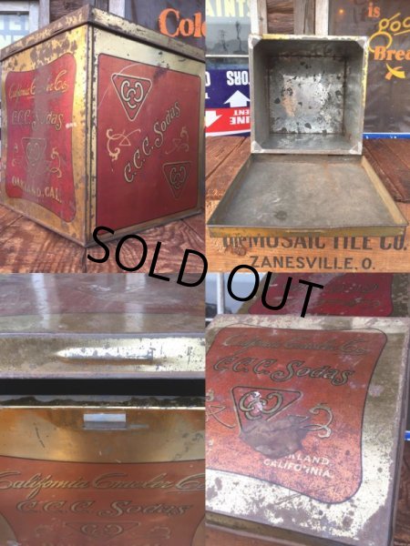 画像3: 〜30s Vintage Califolnia Cracker Co. C.C.C. Sodas Tin (AL7884）  (3)