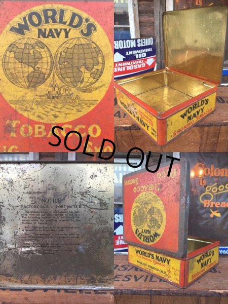 画像2: Vintage World's Navy Tabacco Tin Box (AL7977) (2)